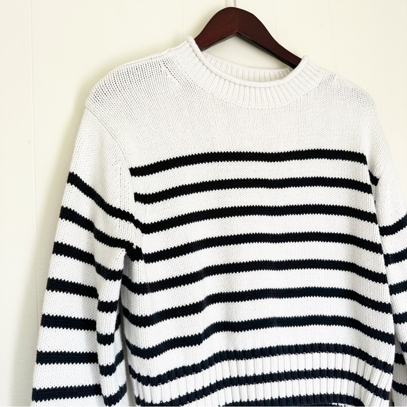 J. CREW Heritage Cotton Rollneck Sweater Stripe Ivory Black Small NWT - Picture 5 of 9